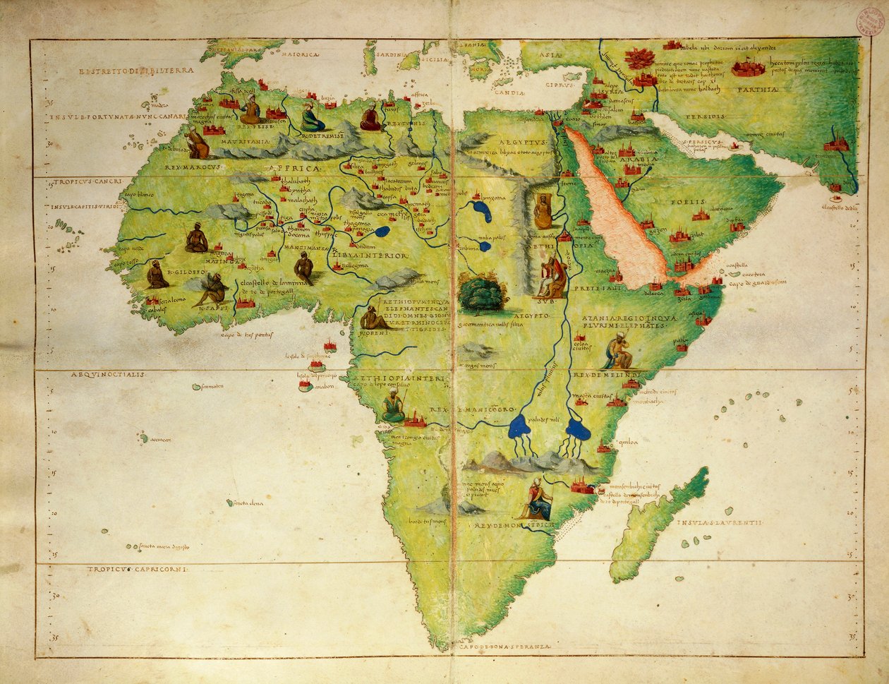 Afrika, fra Atlas of the World i treogtredive kort, af Battista Agnese af Battista Agnese