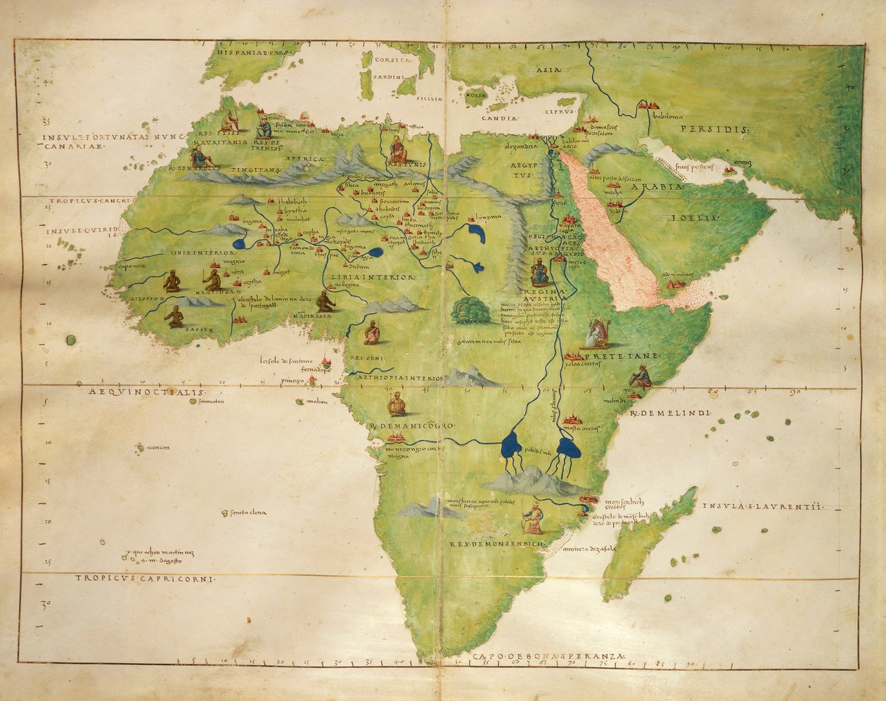 Afrika, fra Atlas of Nautical Charts af Battista Agnese, 30. oktober 1554 af Battista Agnese
