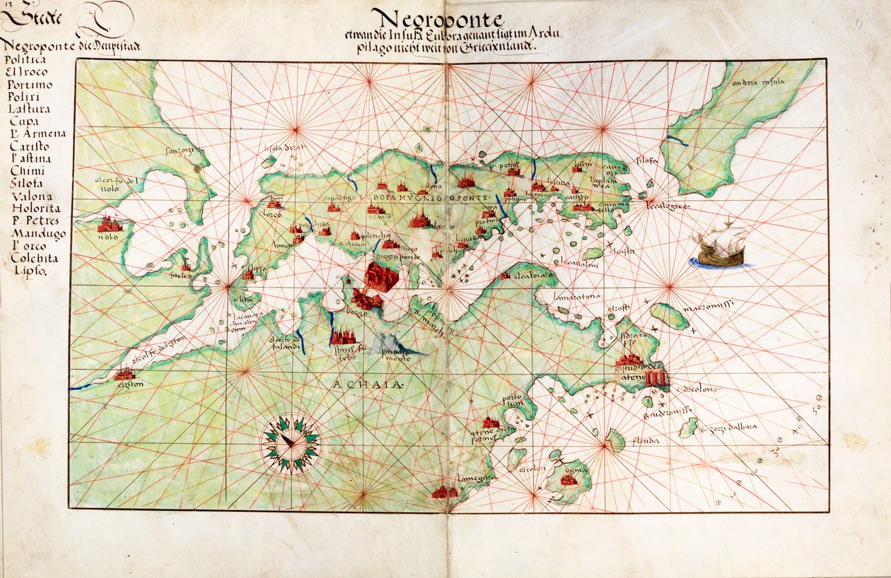 Diagram over Negroponte af Battista Agnese