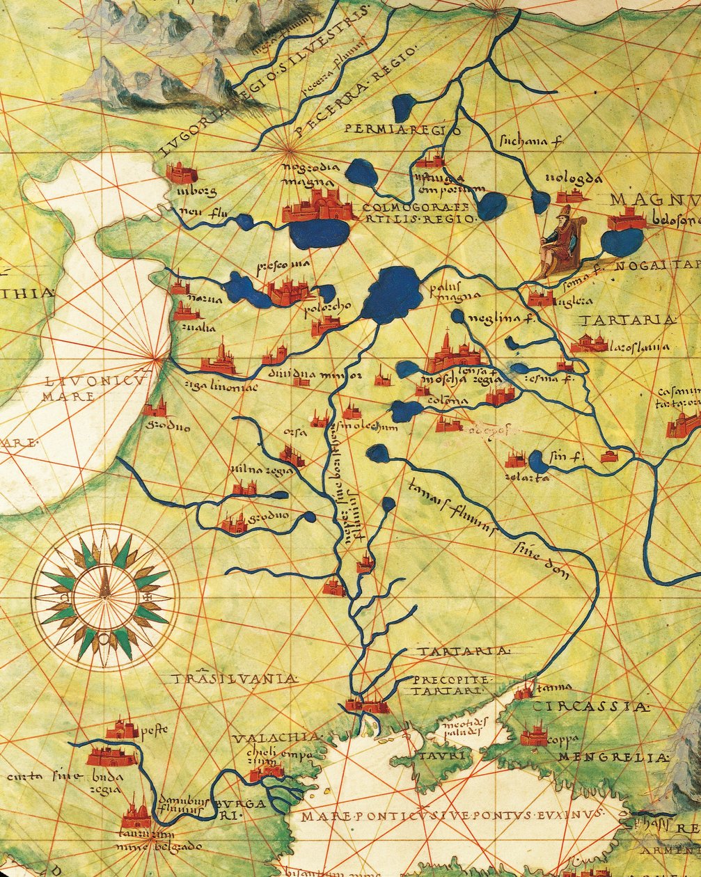 Østeuropa og Centralasien: Transilvanien og Rusland, fra Atlas of the World i treogtredive kort, af Battista Agnese af Battista Agnese