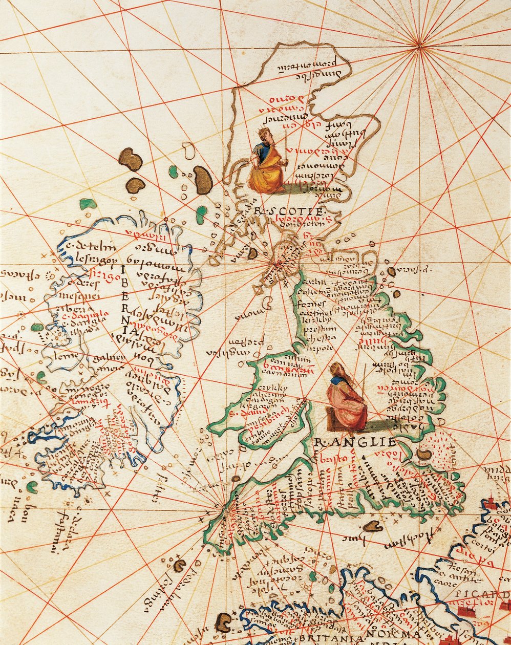 Europa: Storbritannien og Irland, fra Atlas of the World i treogtredive kort, af Battista Agnese af Battista Agnese