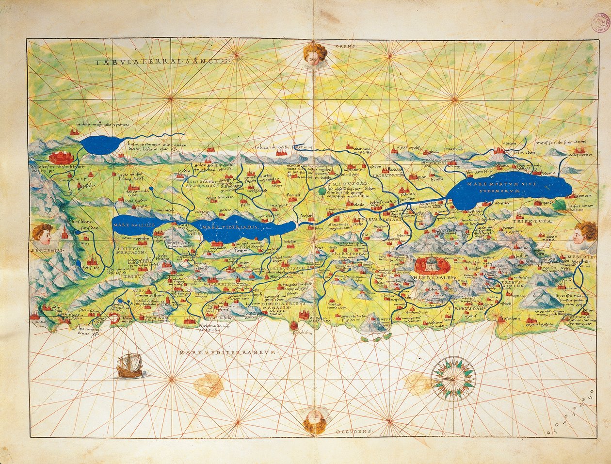 Hellig Land, Israel og Palæstina, fra Atlas of the World i treogtredive kort, af Battista Agnese af Battista Agnese