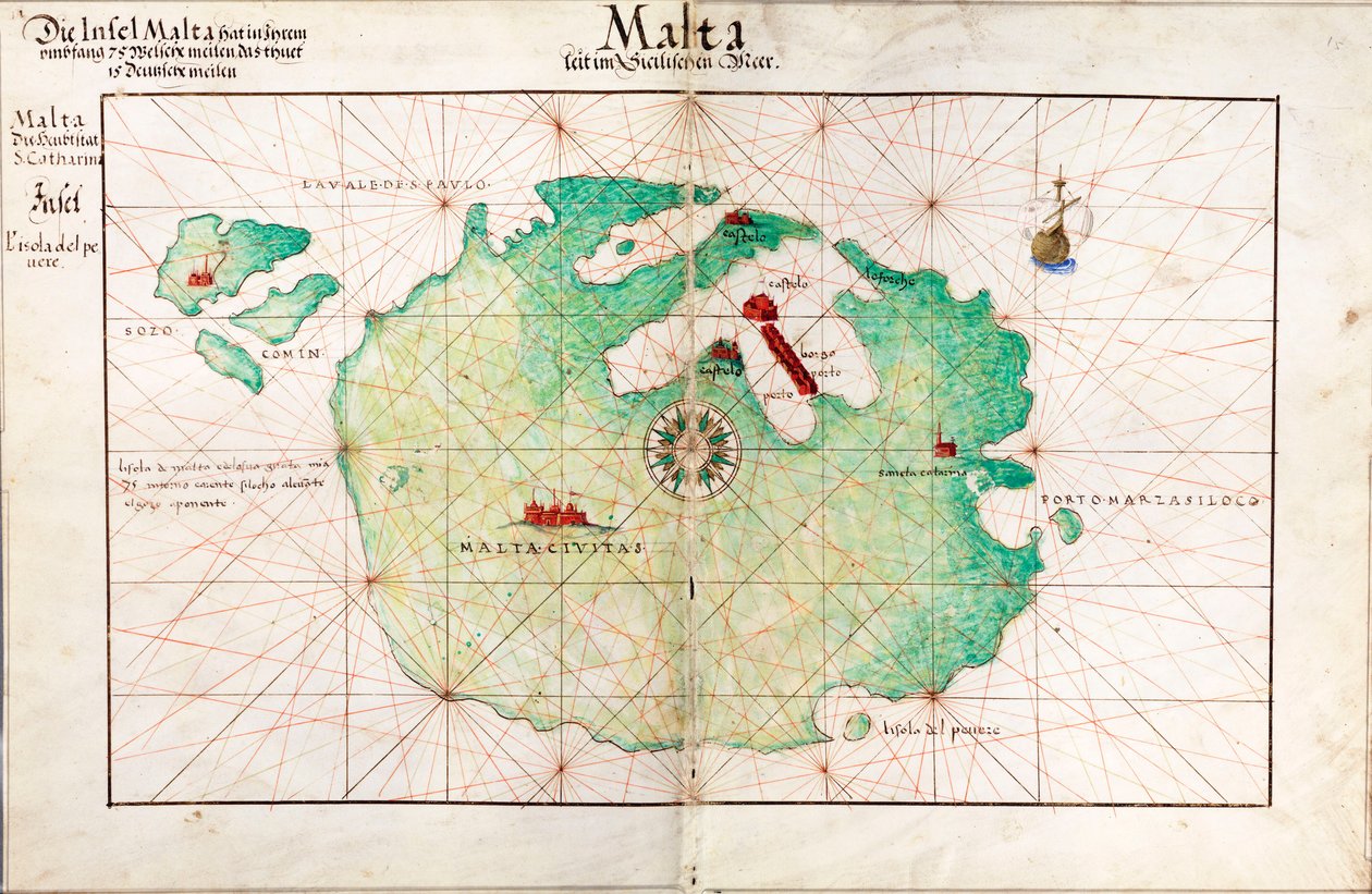 Kort over Malta af Battista Agnese