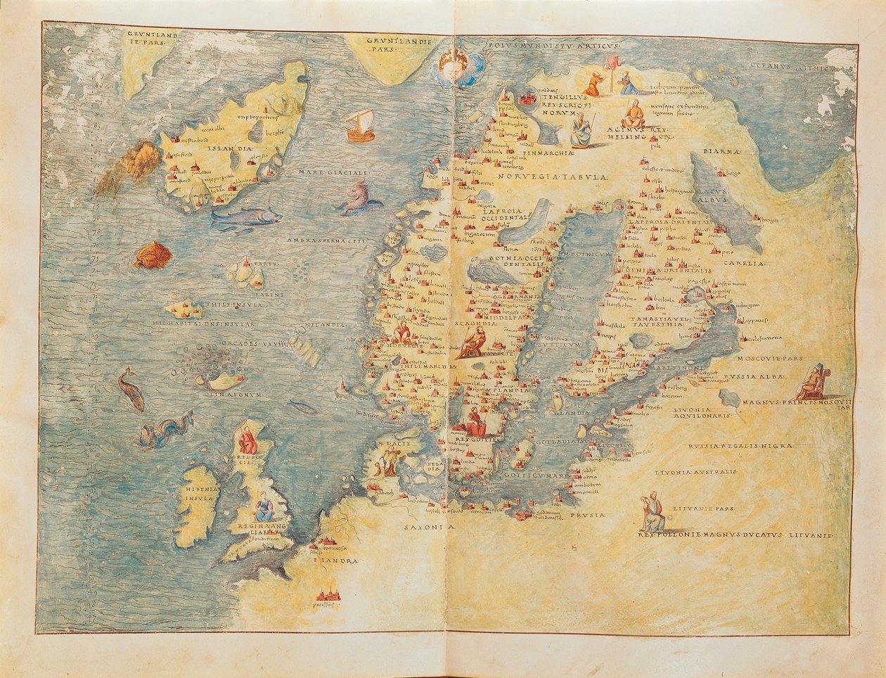 Kort over Nordeuropa, fra Portolan Atlas af Battista Agnese af Battista Agnese