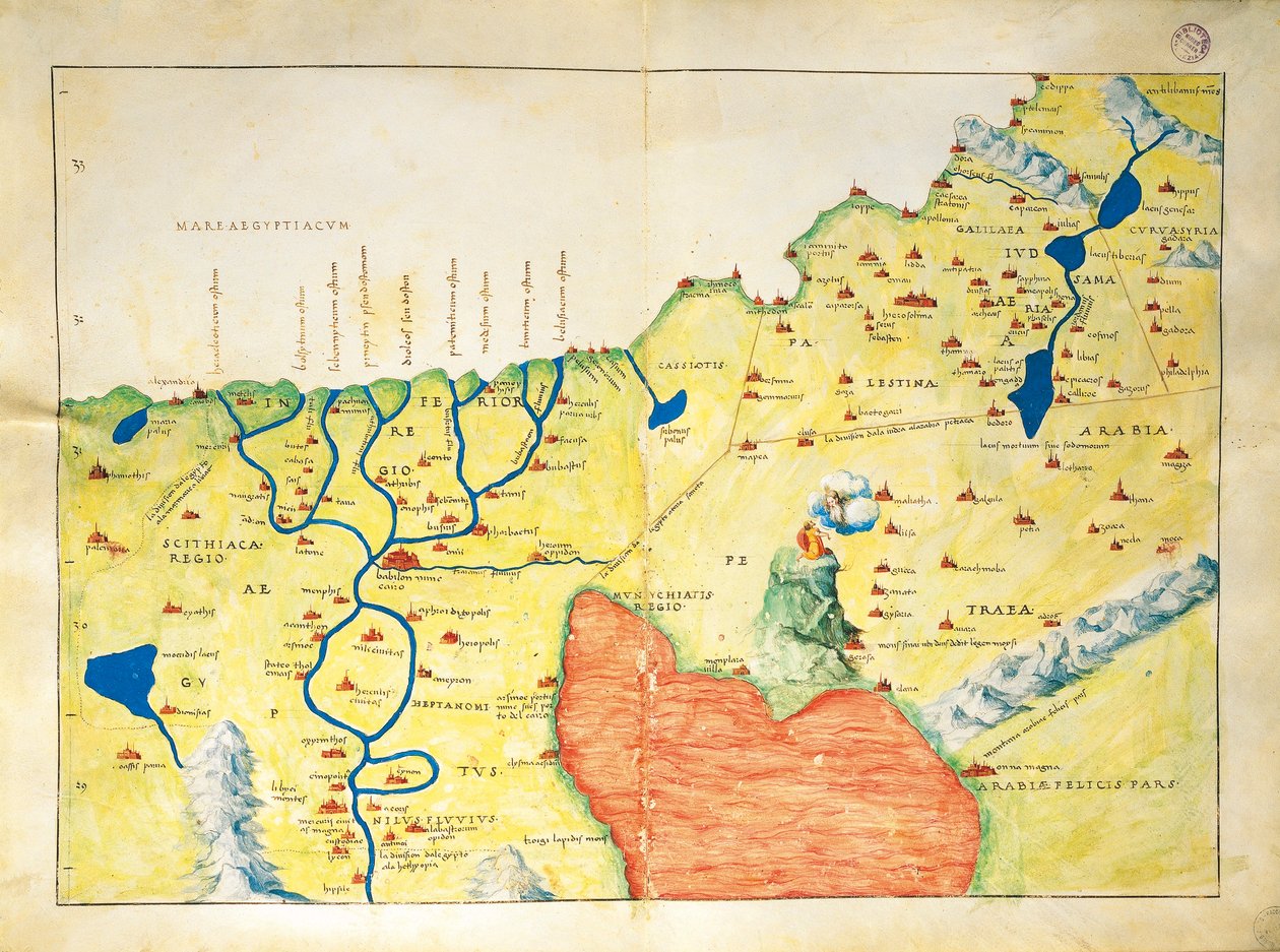 Nilens delta, Røde Hav og Sinai-bjerget, fra Atlas of the World i treogtredive kort, af Battista Agnese af Battista Agnese
