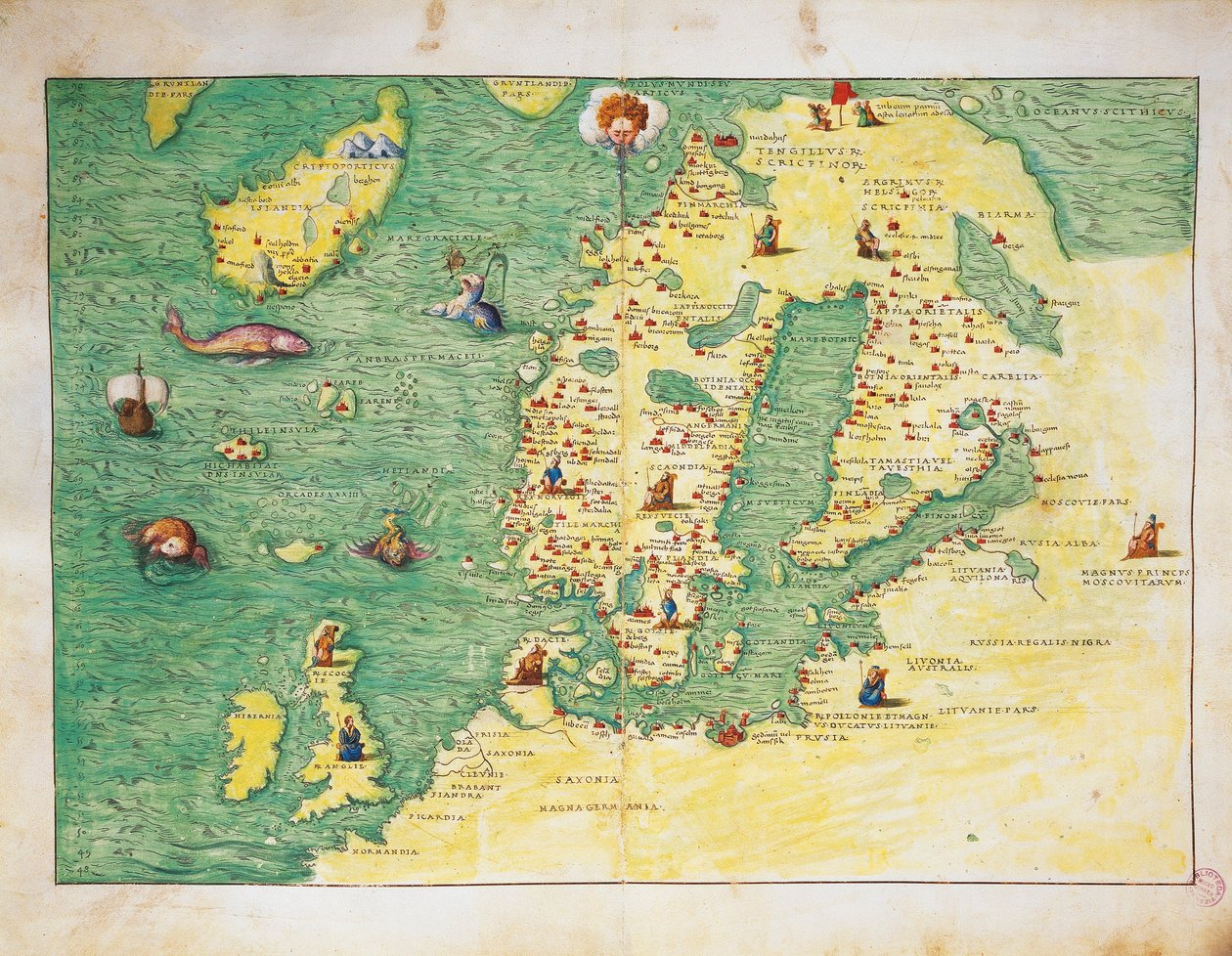 Nordeuropa, fra Atlas of the World i treogtredive kort, af Battista Agnese af Battista Agnese