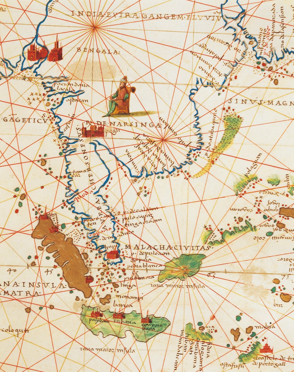 Det Indiske Ocean og en del af Asien og Afrika: Malaysia og øerne Java og Sumatra, fra Atlas of the World i treogtredive kort, af Battista Agnese af Battista Agnese