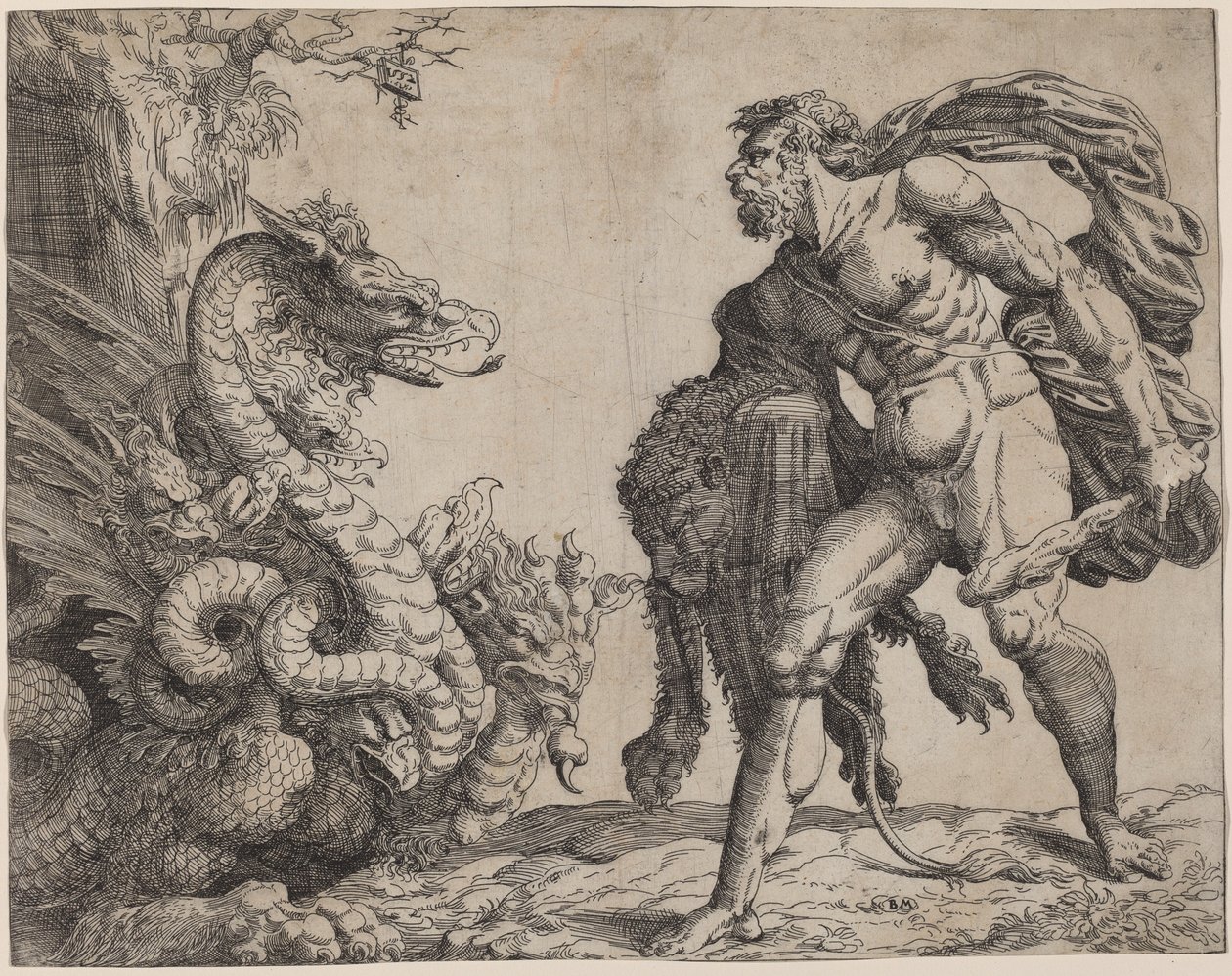 Herkules og Hydraen af Battista Angolo del Moro