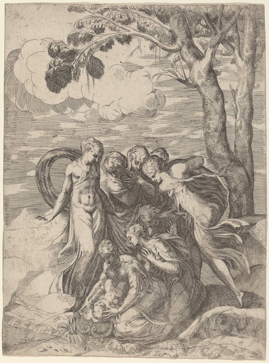 Fundet af Moses af Battista Angolo del Moro, after Andrea Meldolla, called Schiavone