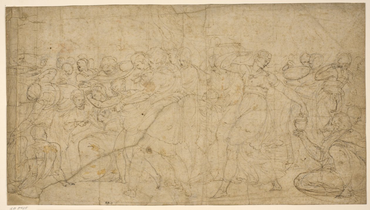 En Bacchic procession af Battista Franco