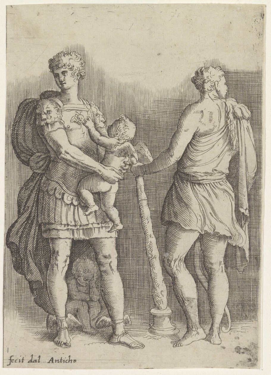 Perseus med to putti og Hercules, set bagfra af Battista Franco
