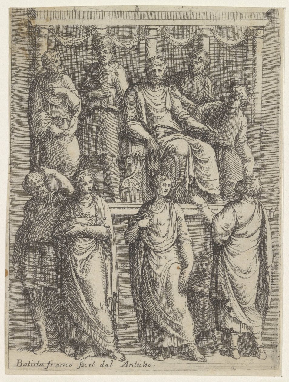Dommer afgiver dom Historien om kejser Trajan (serietitel) af Battista Franco