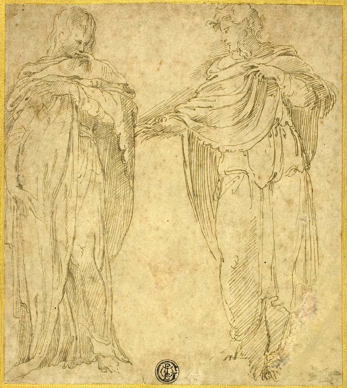 To stående draperede figurer (Sankt Johannes og Magdalene) af Battista Franco