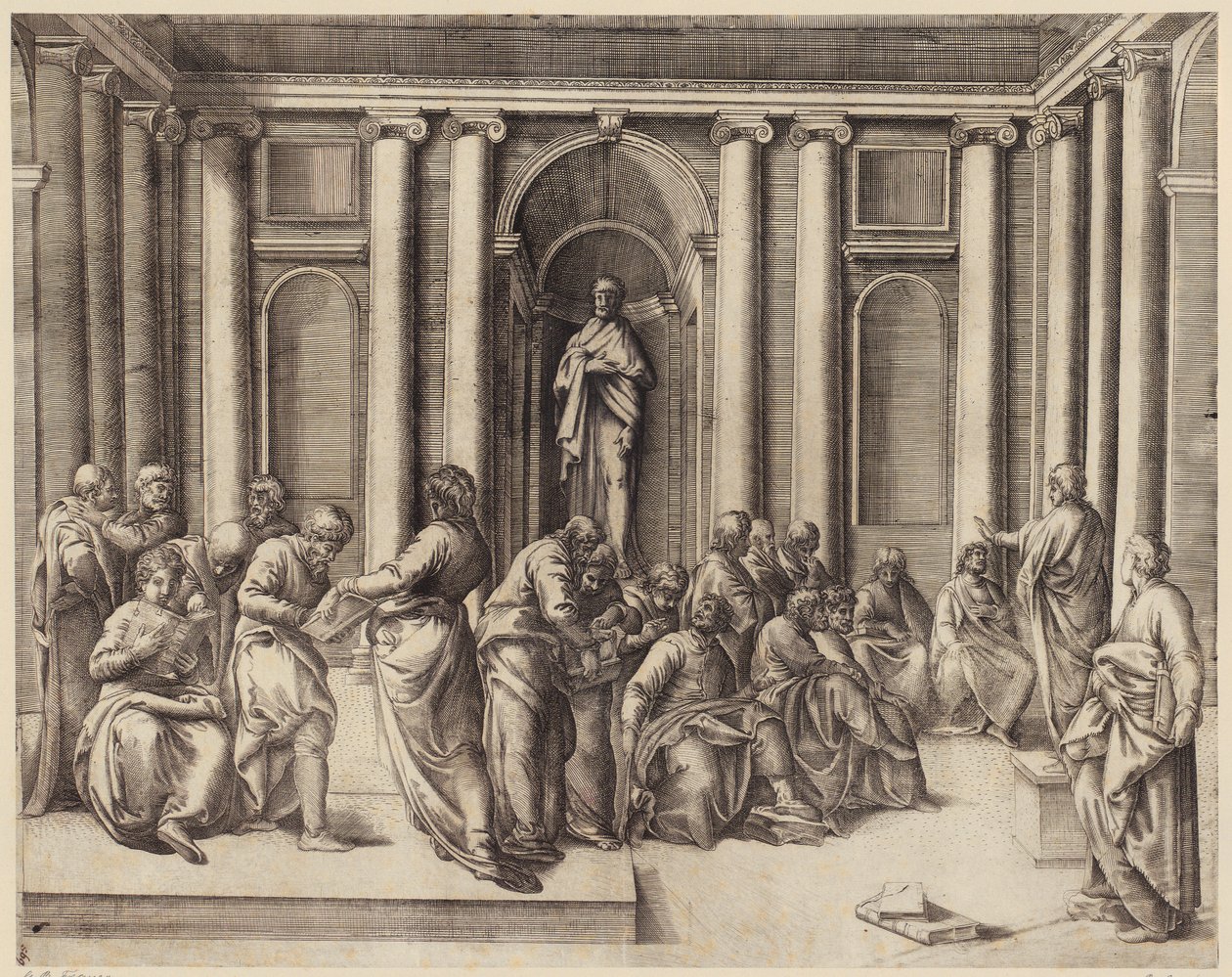 Zwölfjähriger Jesus diskutiert mit den Tempelgelehrten af Battista Franco