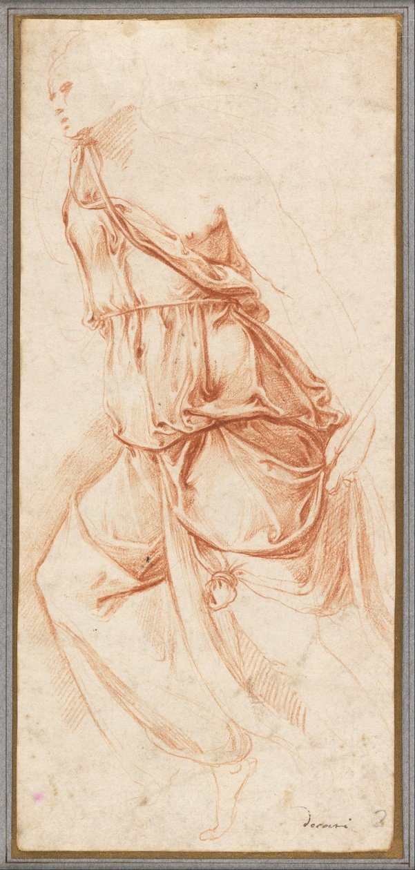 Studie af draperi til bebudelsesenglen af Battista Franco Veneziano