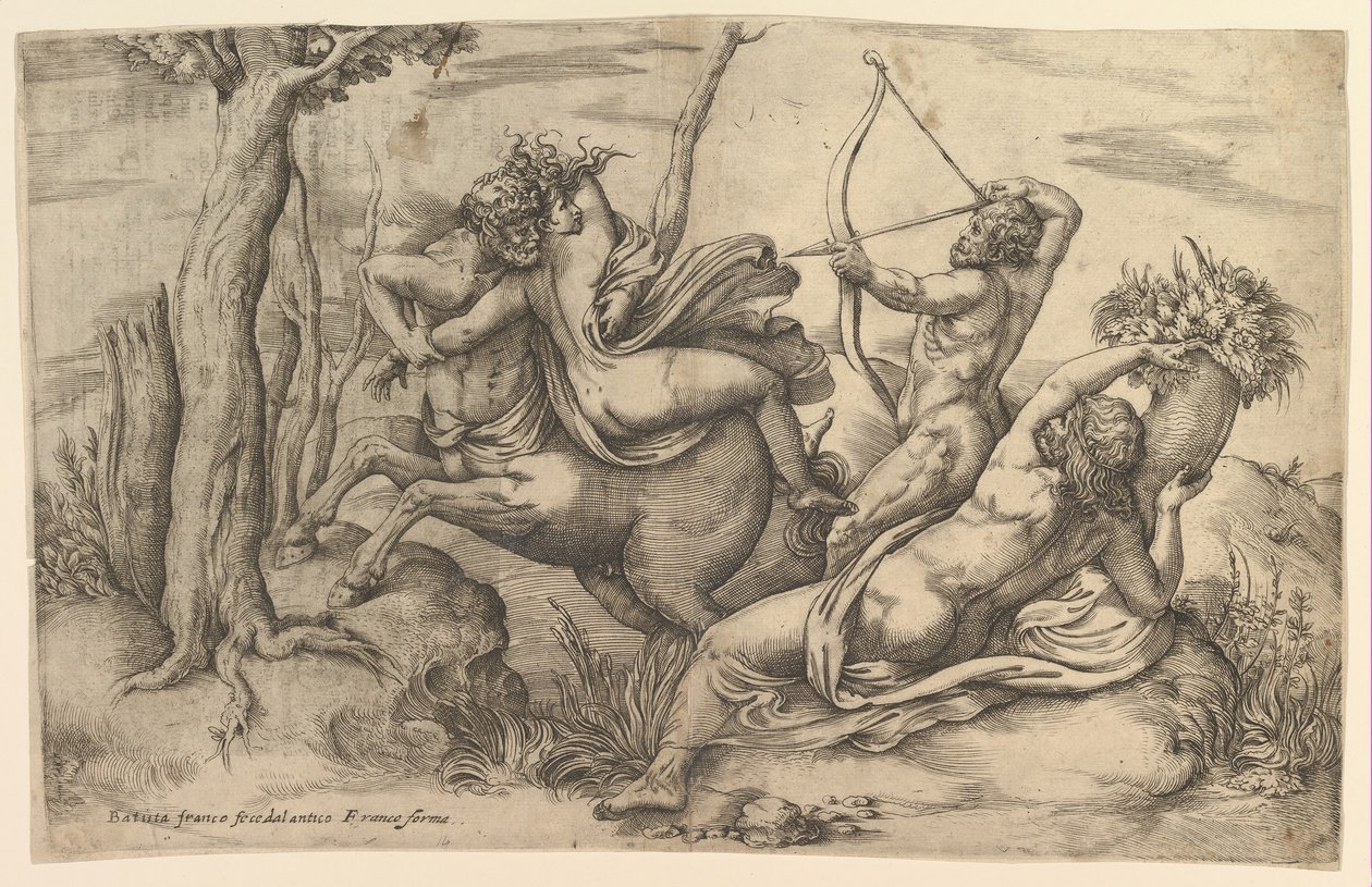 Bortførelsen af Dejanira. af Battista Franco Veneziano