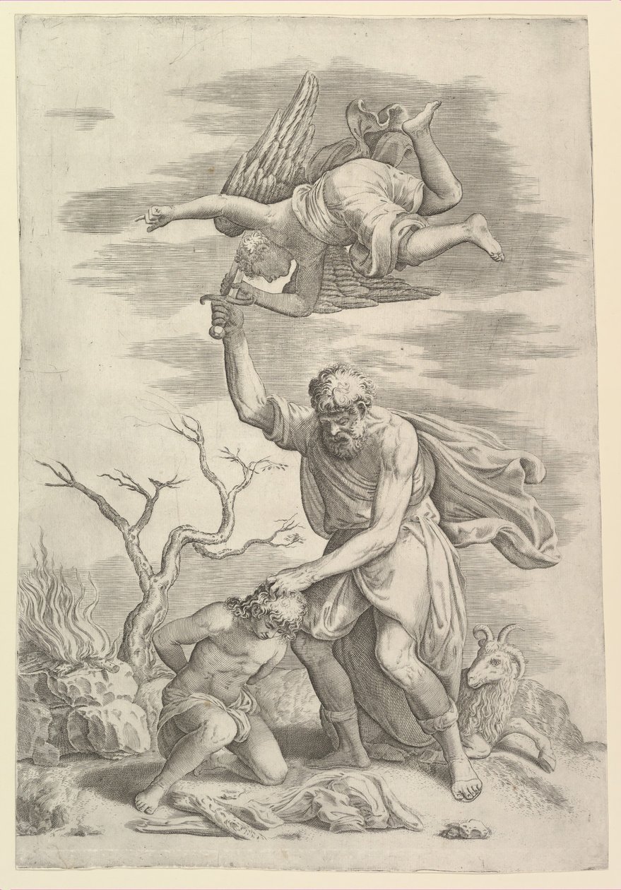 Englen, der holder Abrahams arm. af Battista Franco Veneziano