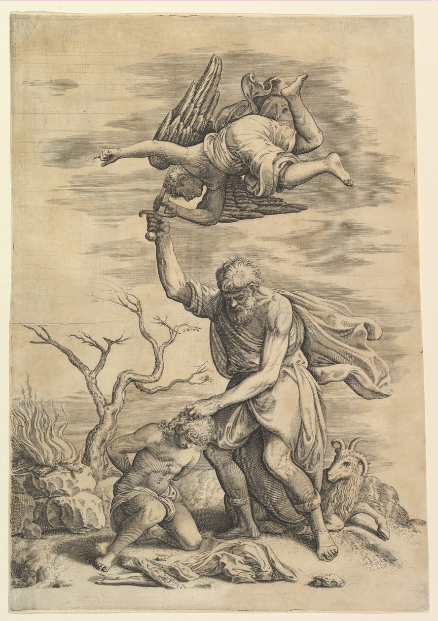 Englen, der holder Abrahams arm. af Battista Franco Veneziano