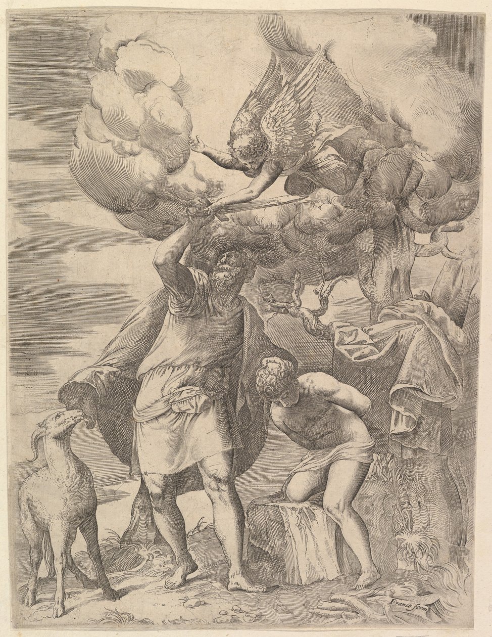 Englen, der holder Abrahams arm, efter 1552. af Battista Franco Veneziano