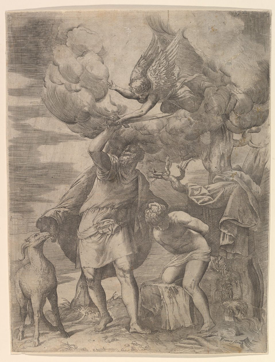 Englen, der holder Abrahams arm, efter 1552. af Battista Franco Veneziano