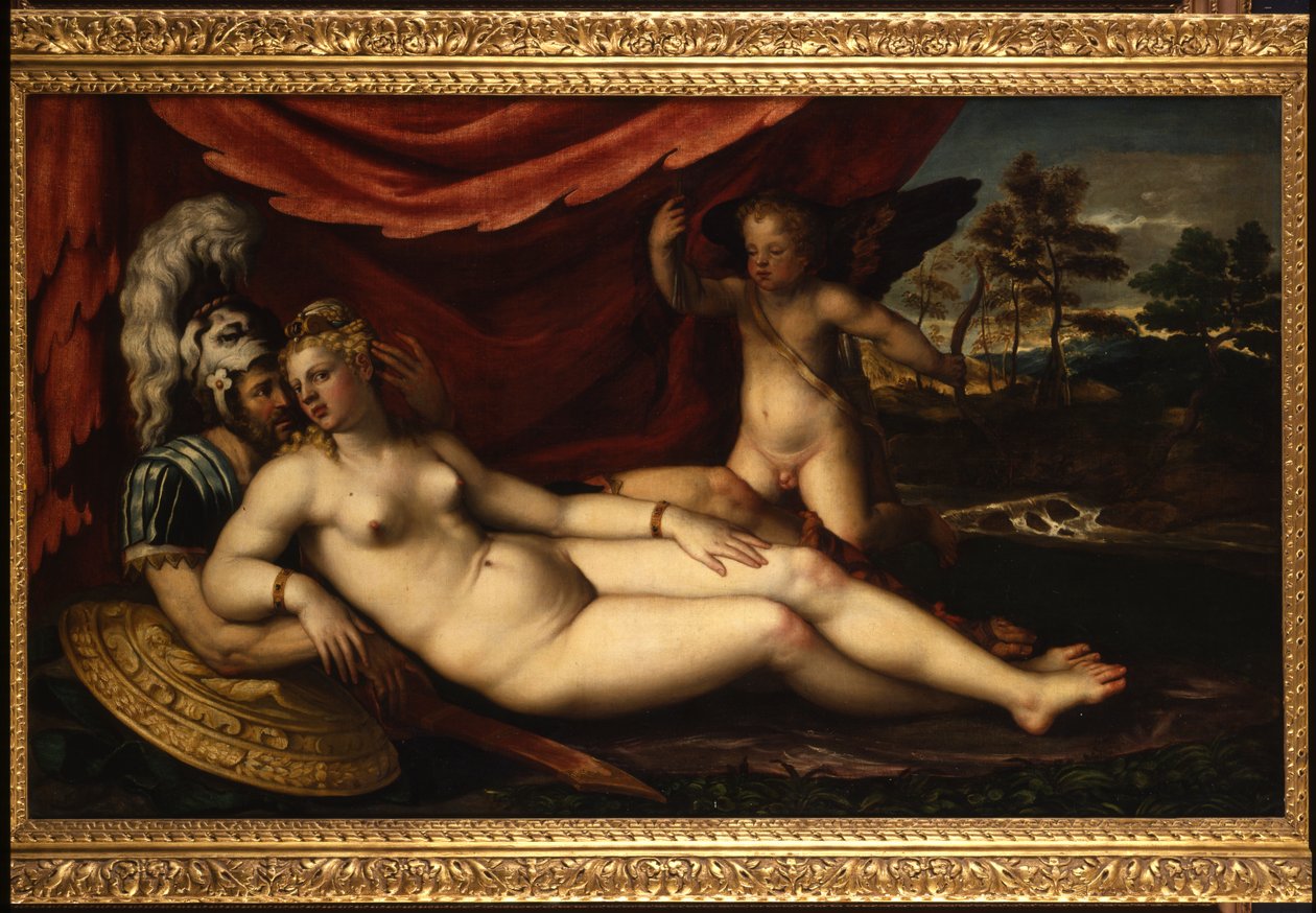 Venus, Mars og Amor af Battista dellAngelo del Moro