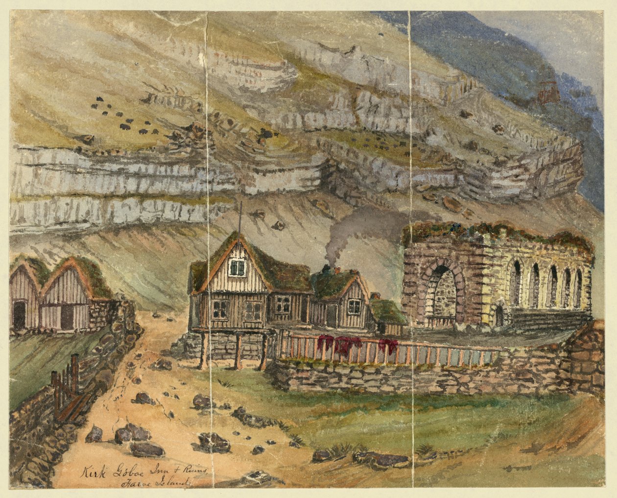 Kirk G boe Inn & ruiner Faroe Island af Bayard Taylor