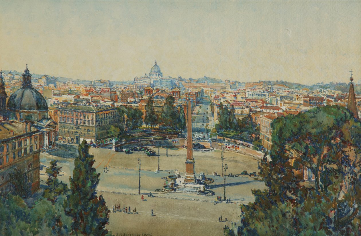 Rom, fra The Pincio, Piazza Del Popolo af Beatrice Mary Seccombe Leech
