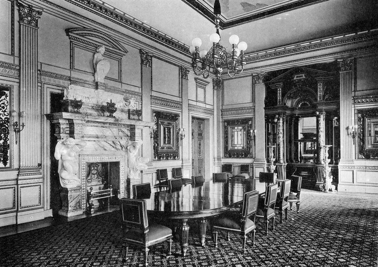 Spisestuen, Dorchester House, 1908. af Bedford Lemere and Company