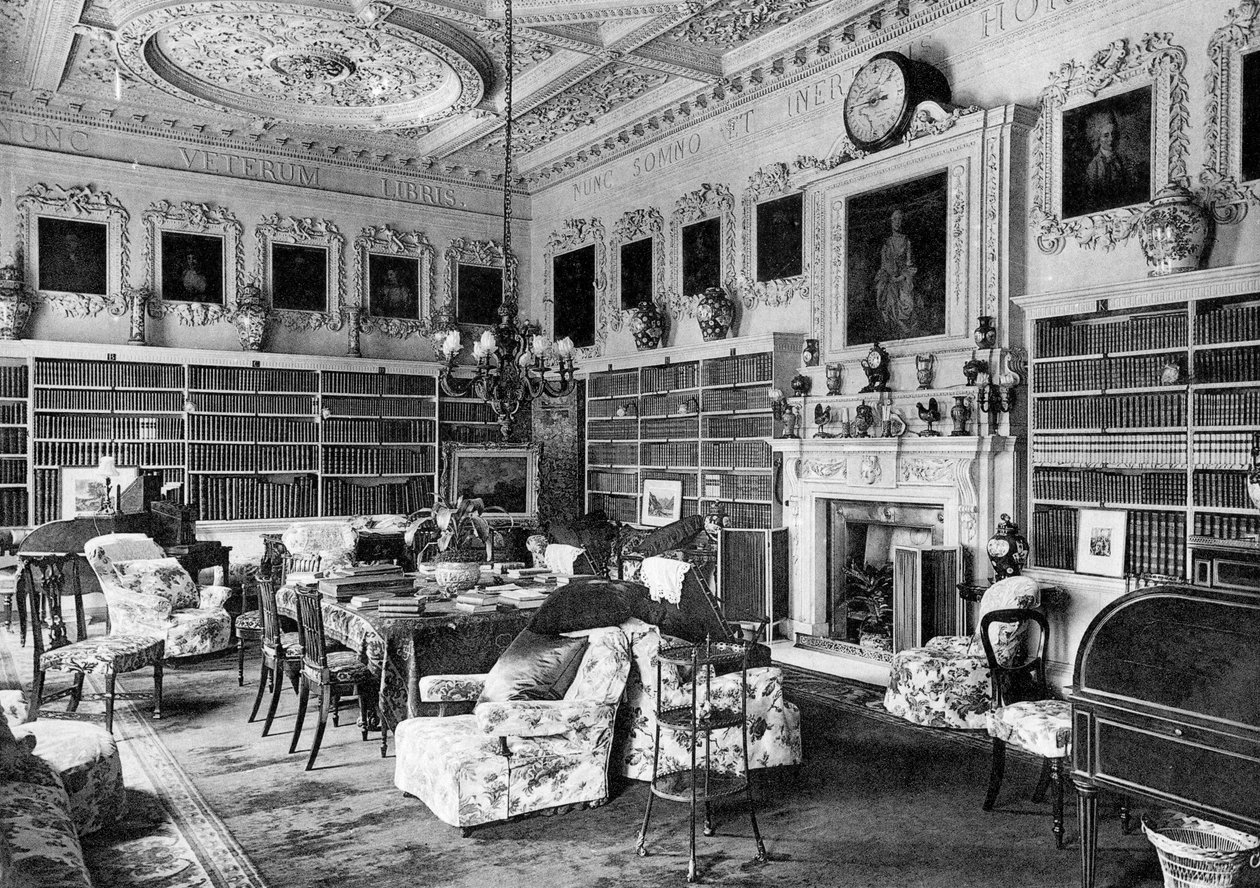 Biblioteket, Chesterfield House, 1908. af Bedford Lemere and Company