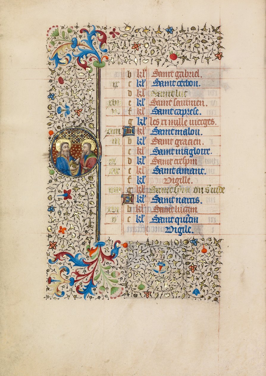 Kalenderside for oktober; Helgenerne Simon og Judas af Bedford Master