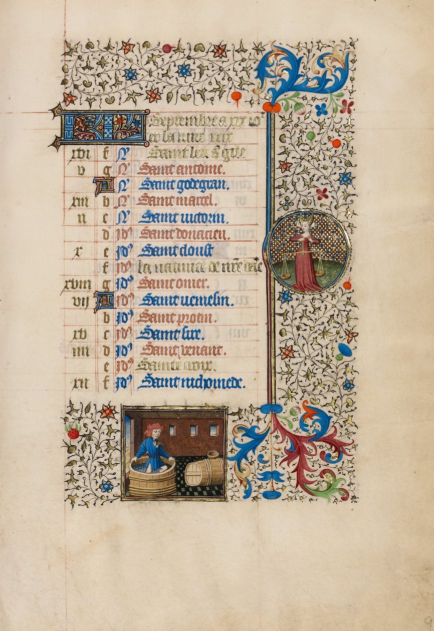 September-kalenderside; At lave vin; Vægten af Bedford Master