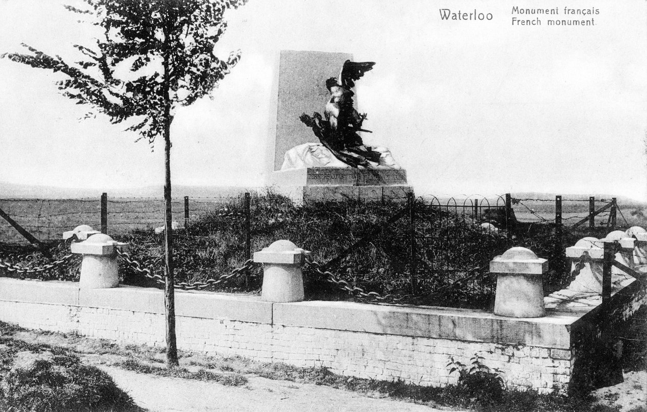 Det franske monument til slaget ved Waterloo, erindringspostkort, ca. 1912 (photolitho) af Belgian Photographer