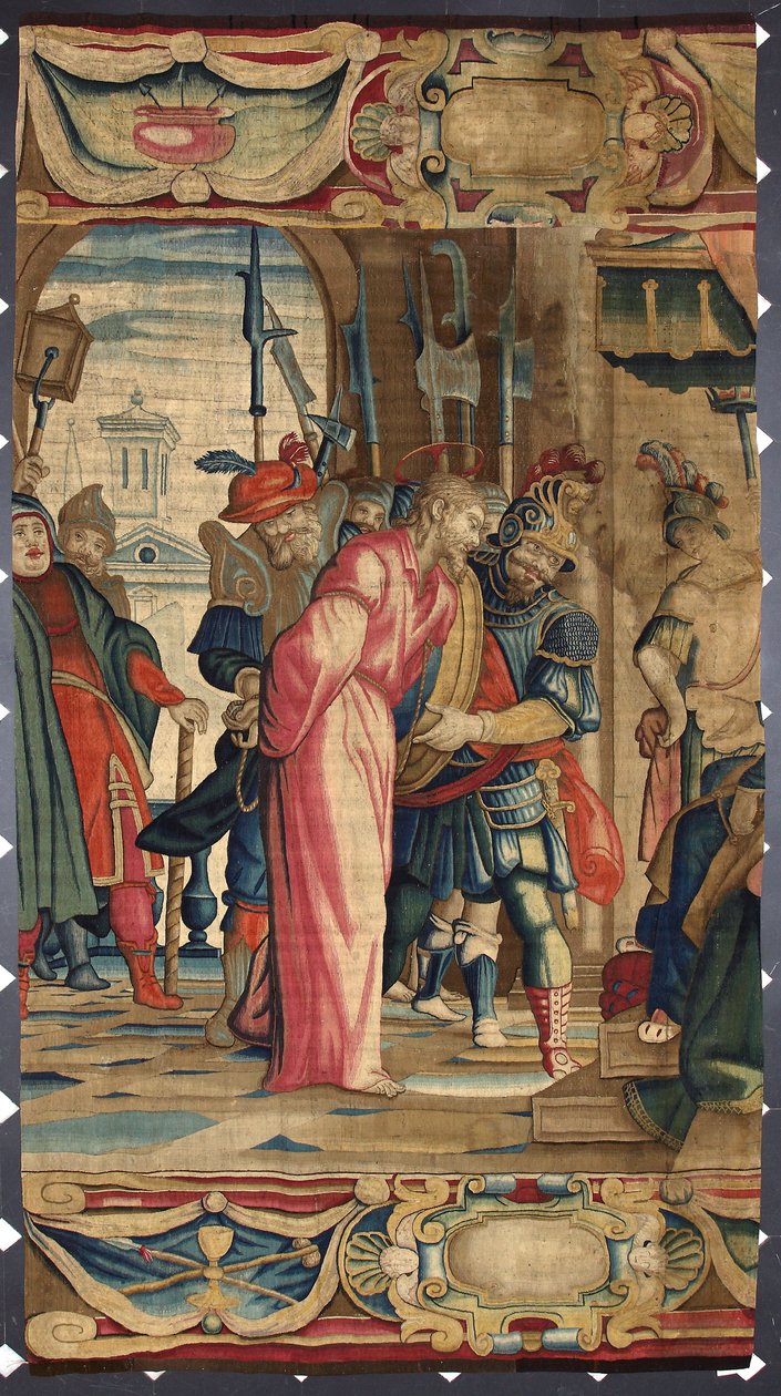Christ og Pontius Pilatus Tapet fremstillet i Bruxelles. 1500-tallets gener, Musei di Strada Nuova af Belgian School