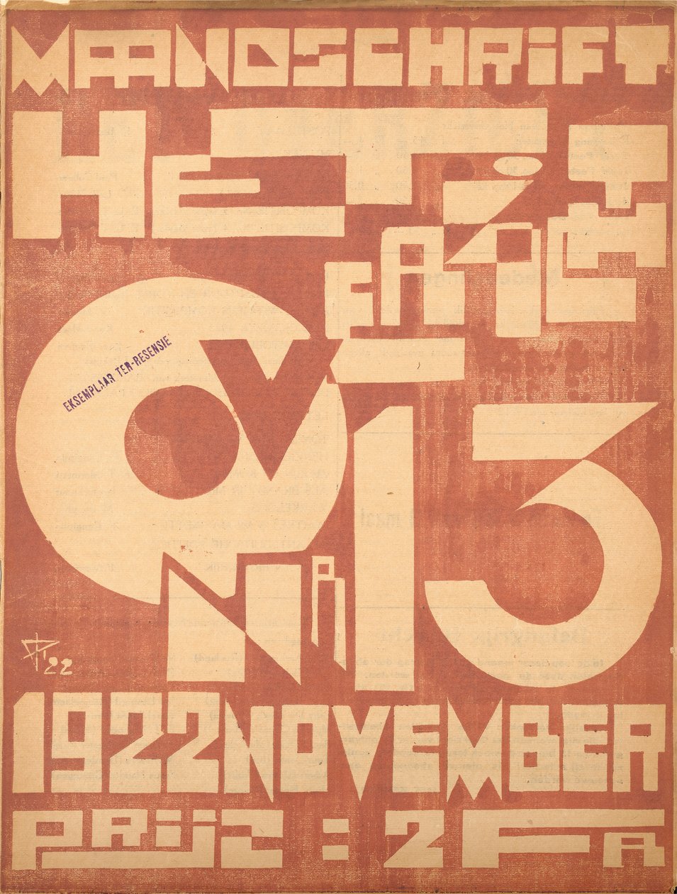 Forside til november 1922-udgaven af ​​magasinet "The Overview", 1922 af Belgian School