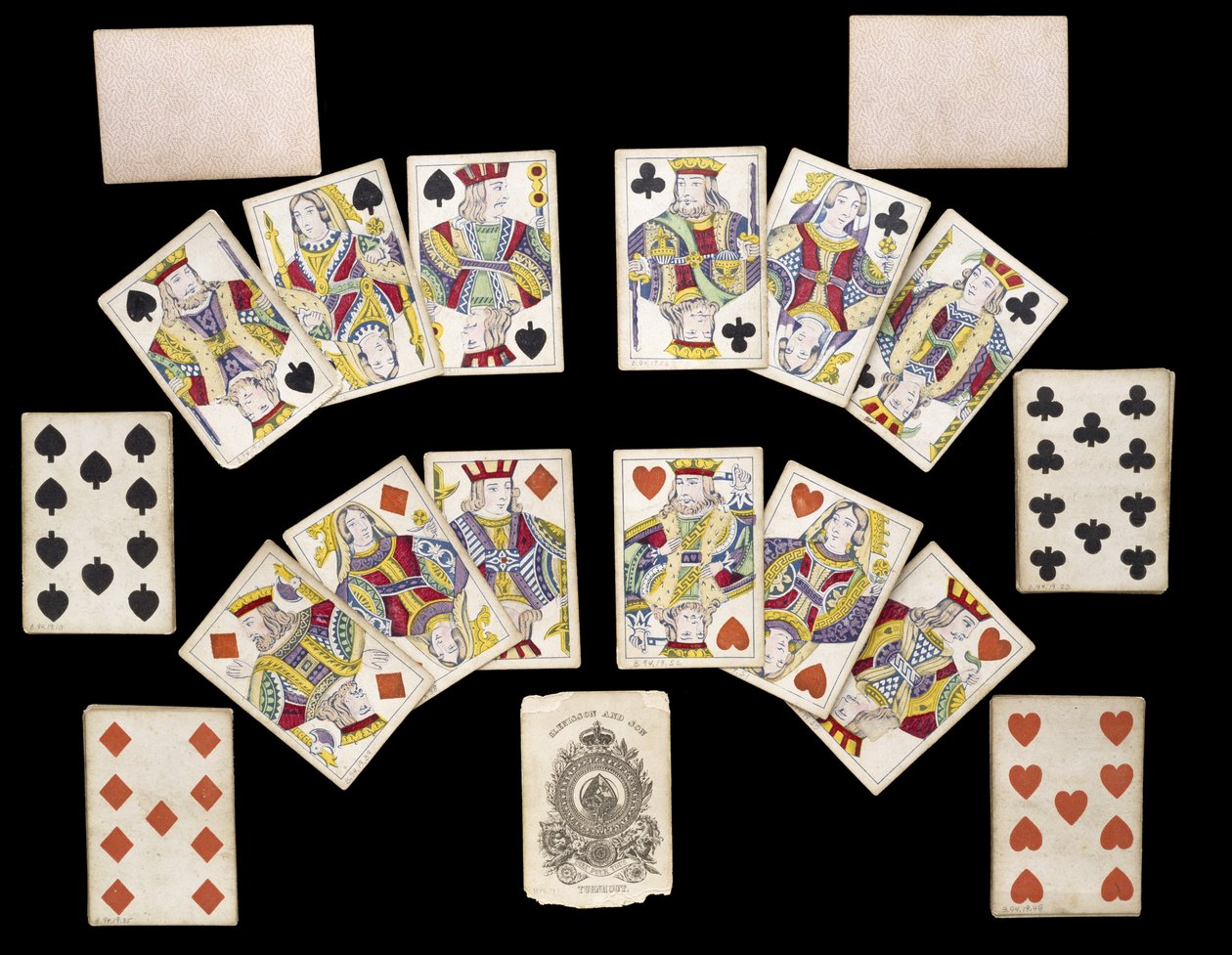 Deck of Playing Cards, c. 1835-1840 (printed and painted paper) af Belgian School