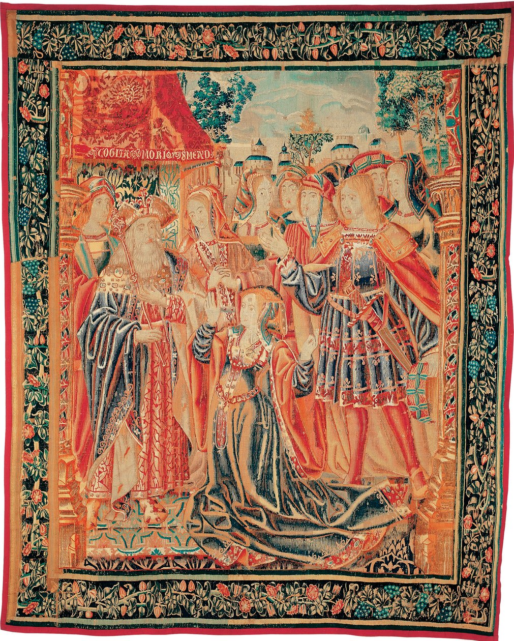 Trojan War: Cassandre på udkig efter tilgivelse af Paris griber ind fra sin far Priam, konge af Troy - Woolen Tapestry og Silk fra fremstillingen af ​​Bruxelles af Belgian School