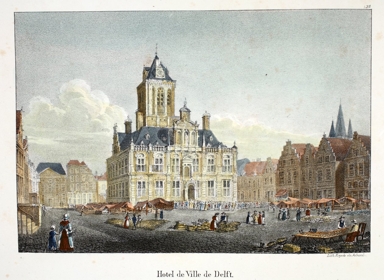 Hotel de Ville de Delft, ca. 1895 (photochrom) af Belgian School
