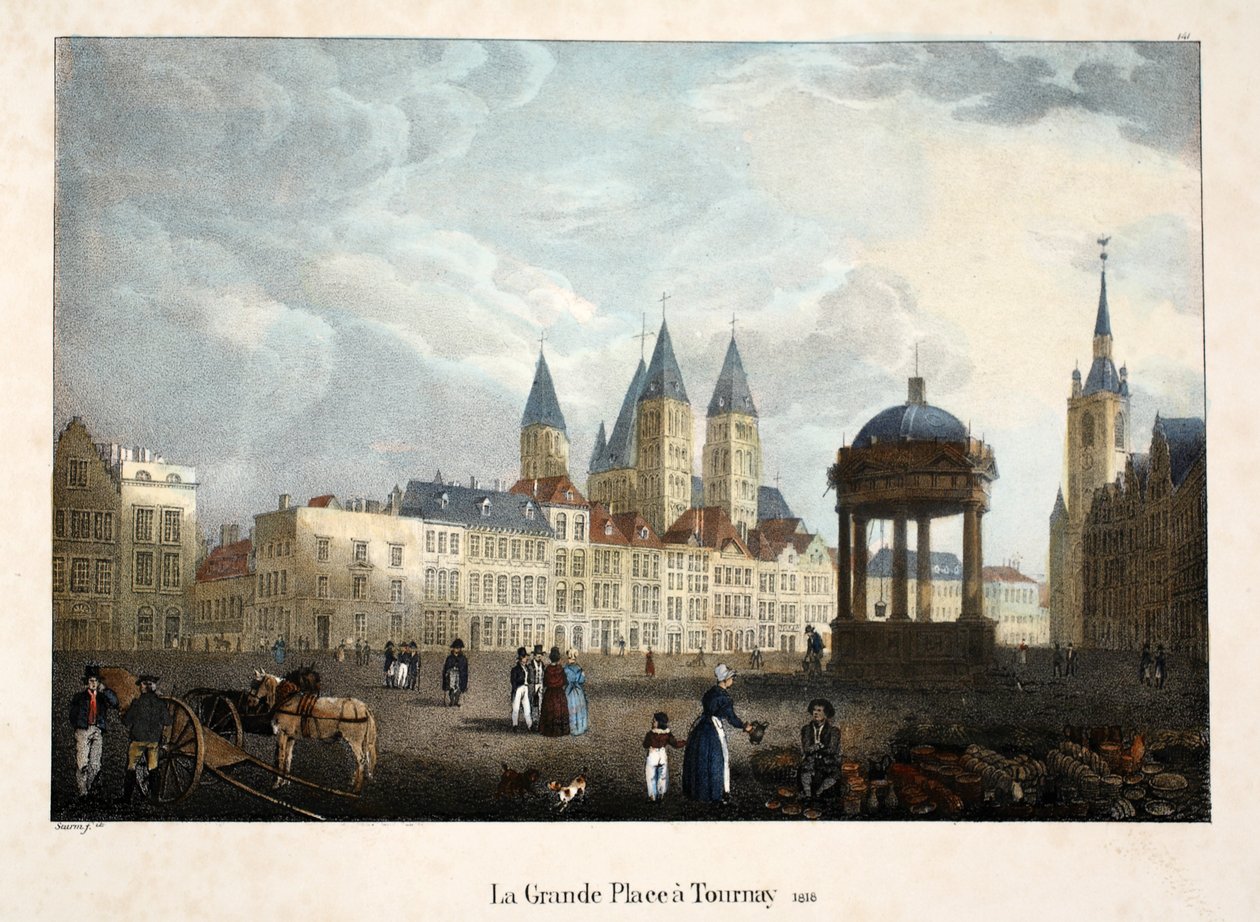 The Grande Place i Tournay, 1816, ca. 1895 (fotokrom) af Belgian School