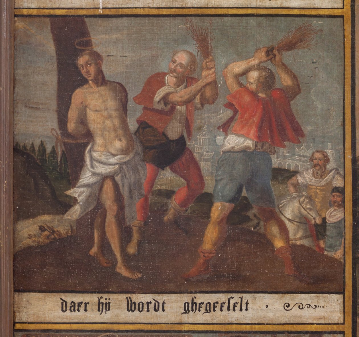 Maarke. Kapel (Sint-Vincentiuskapel). indre. Maleri. Sankt Vincents martyr. 19. århundrede. Detalje. af Belgian School