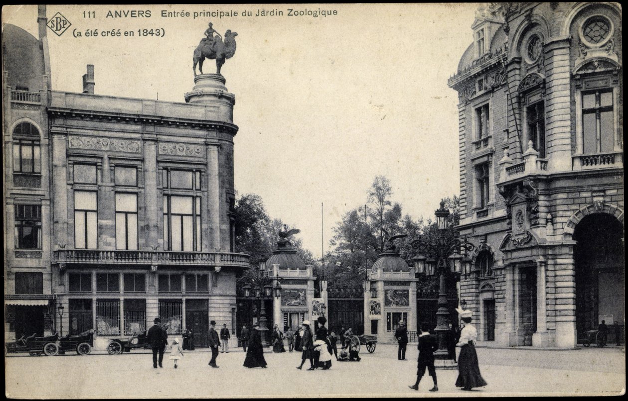 Hovedindgangen til Antwerpen Zoo, ca. 1911 af Belgian School