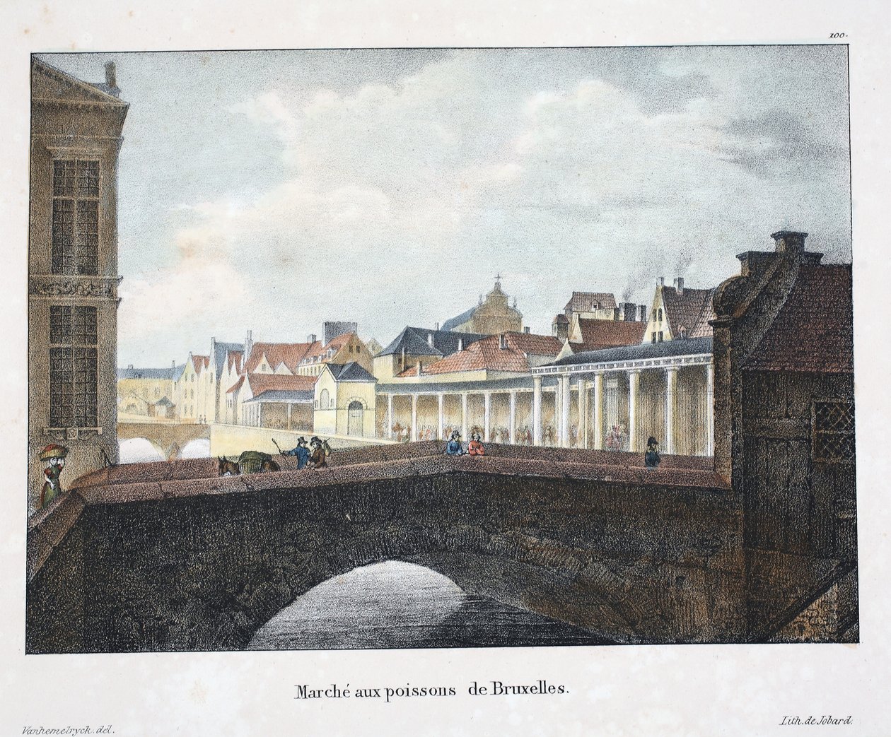 Bruxelles fiskemarked, ca. 1895 (fotokrom) af Belgian School