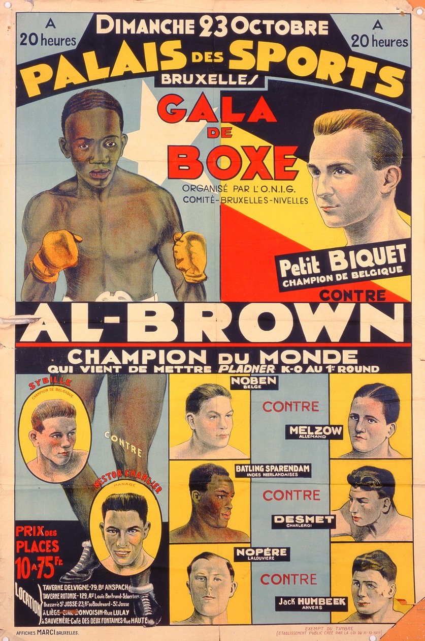 Plakat, der reklamerer for en boksegalla i Palais des Sports, Bruxelles af Belgian School