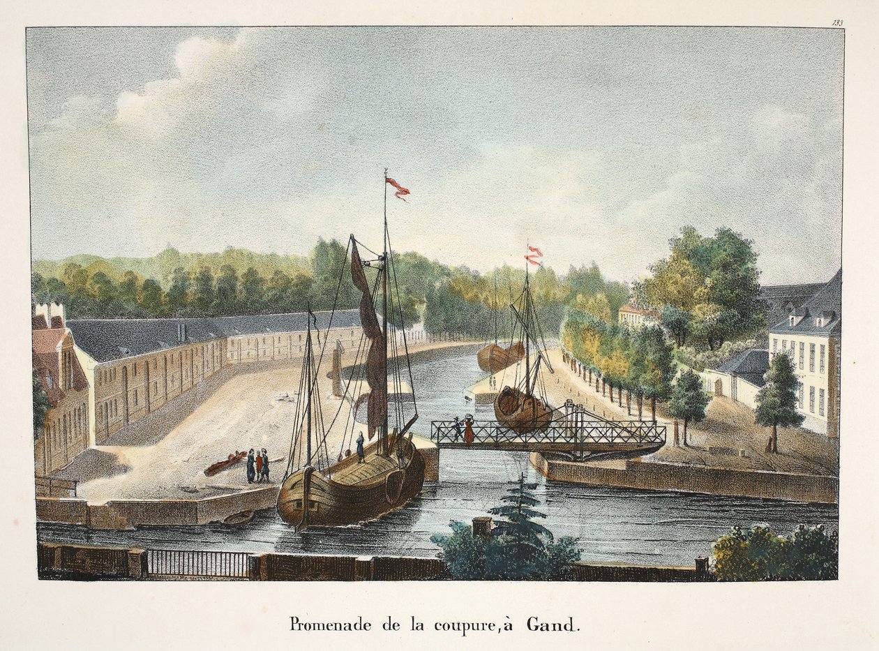 Promenade de la coupe, i Gent, ca. 1895 (fotokrom) af Belgian School