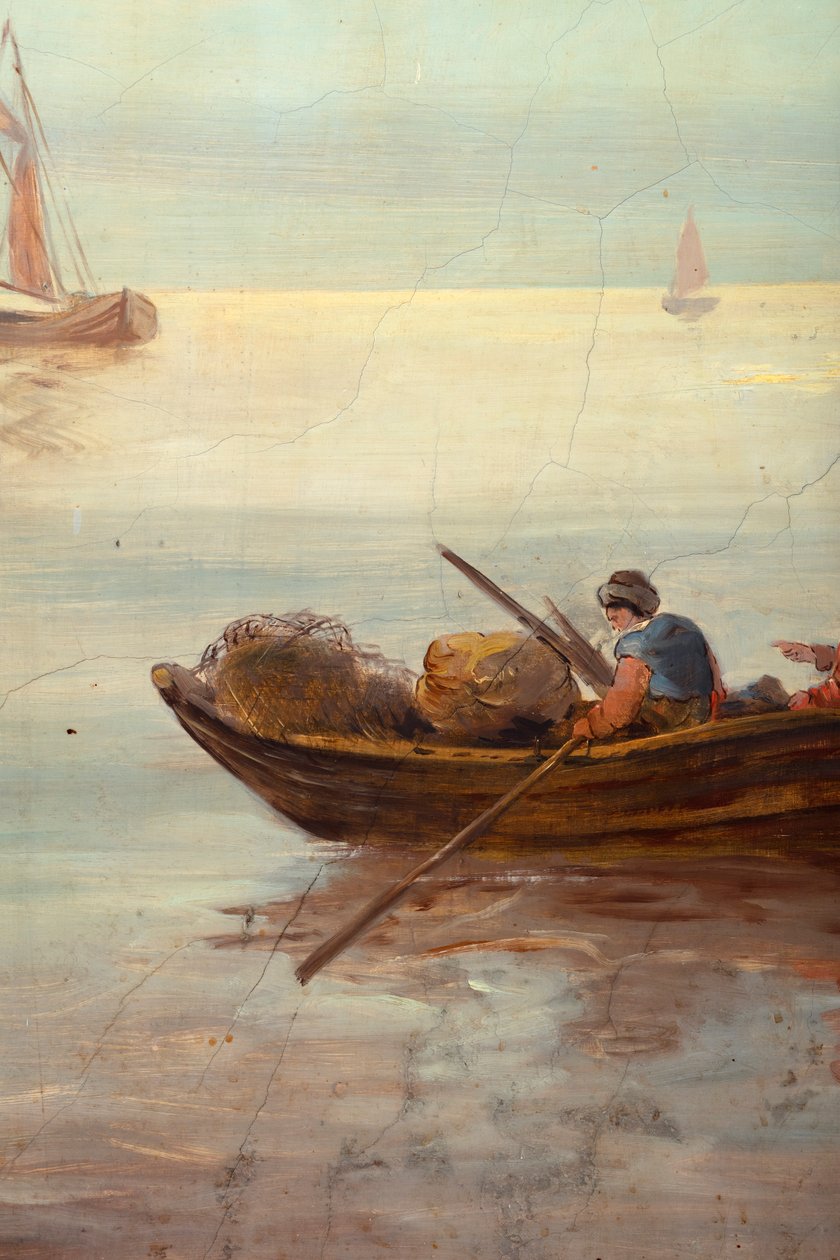 Andet baglokale på bagsiden, mødelokale, vægmalerier med landlige scener i klassisk stil, formentlig fra omkring 1810, scene 3 af Belgian School