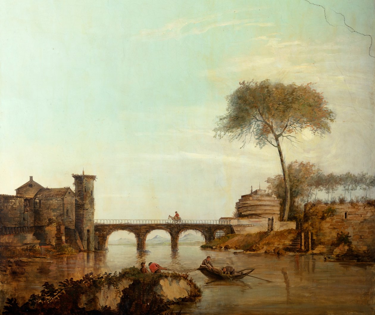Andet baglokale på bagsiden, mødelokale, vægmalerier med landlige scener i klassisk stil, formentlig fra omkring 1810, scene 2 af Belgian School