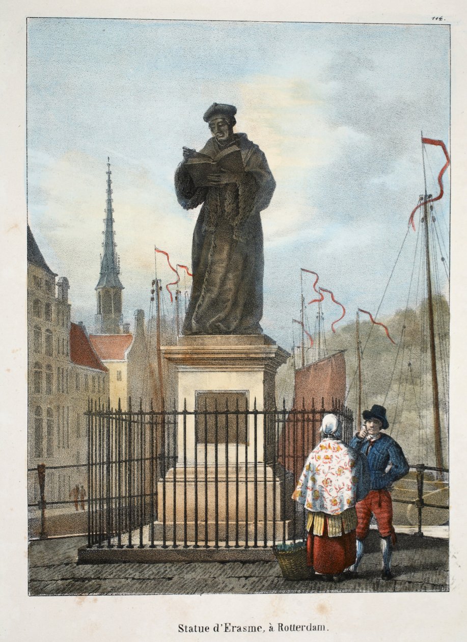 Statue dErasme, a Rotterdam, ca. 1895 (fotokrom) af Belgian School