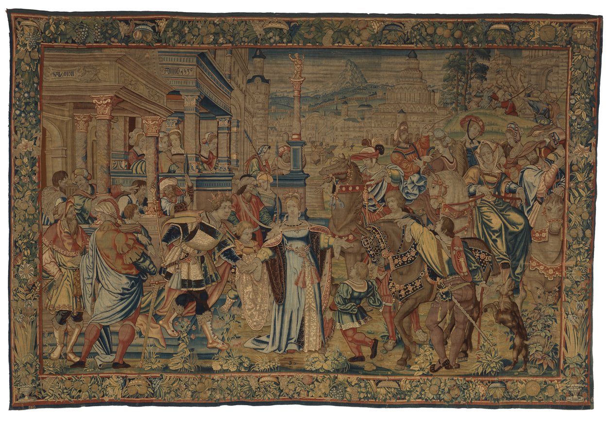Tapestry, Salomon og Dronningen af Saba, lavet i Bruxelles, Belgien af Belgian School