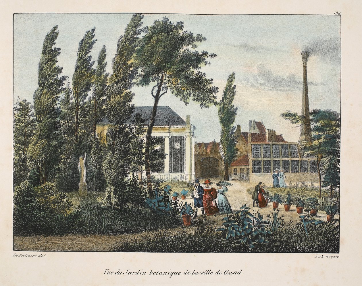 Udsigt over den botaniske have i byen Gent, ca. 1895 (fotokrom) af Belgian School