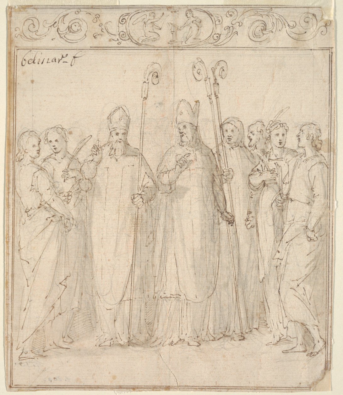 Augustin, Ambrosius og andre hellige af Belisario Corenzio
