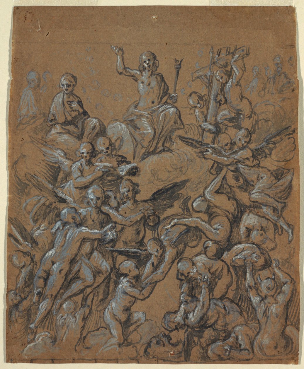 Tegning, Kristus i herlighed med engle, ca. 1630 af Belisario Corenzio